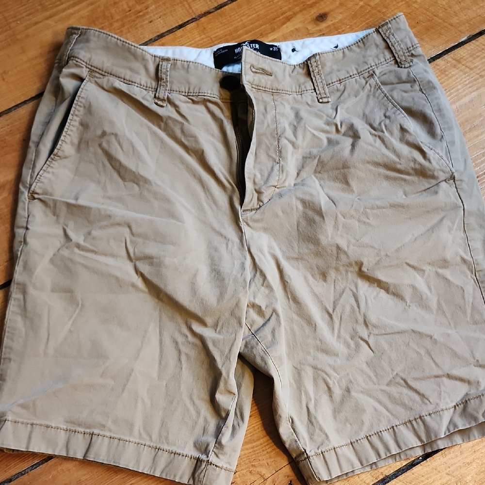 Hollister Men's Khaki Flat Front Shorts
